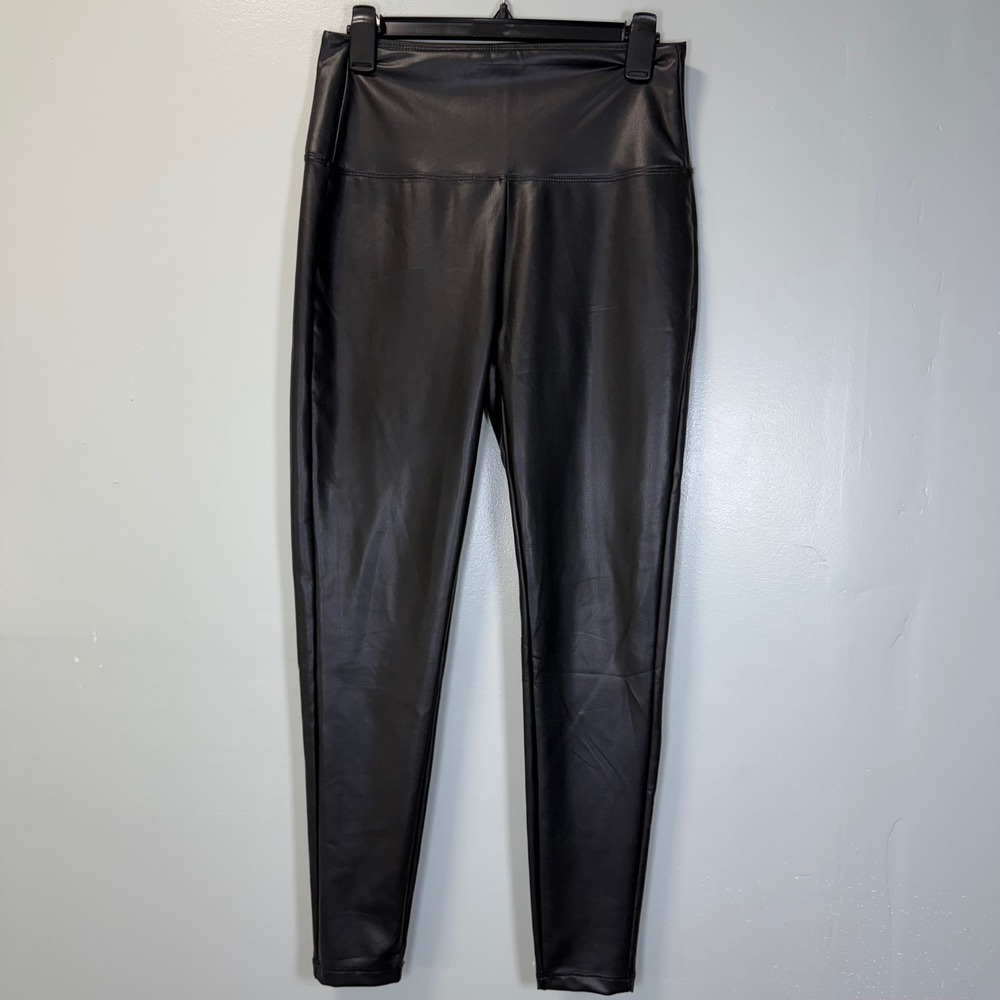 Zenana Faux Leather High Waisted Leggings Black Skinny‎ Size Large